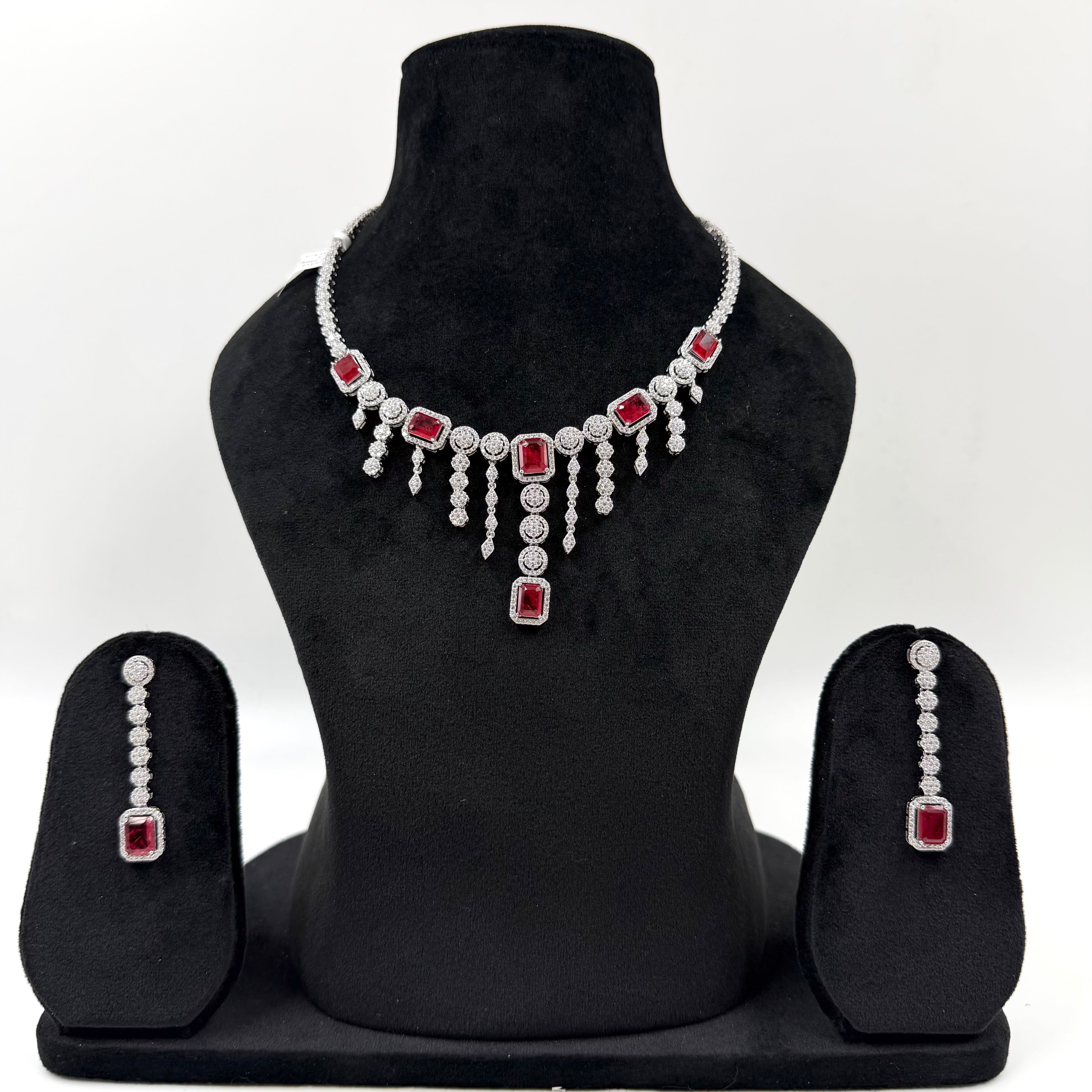 Ruby drop necklace in 925 silver