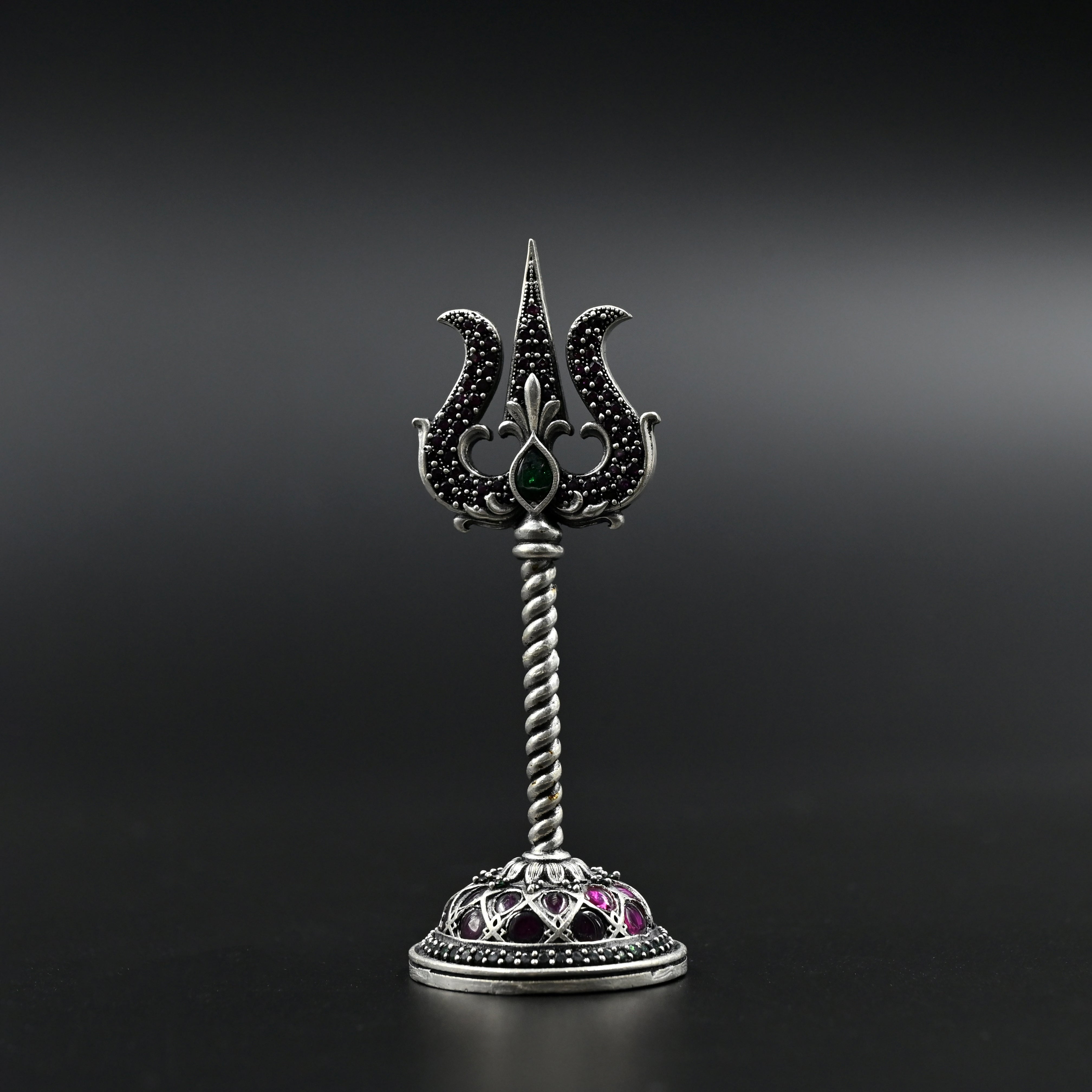 Sacred silver trishul for pooja