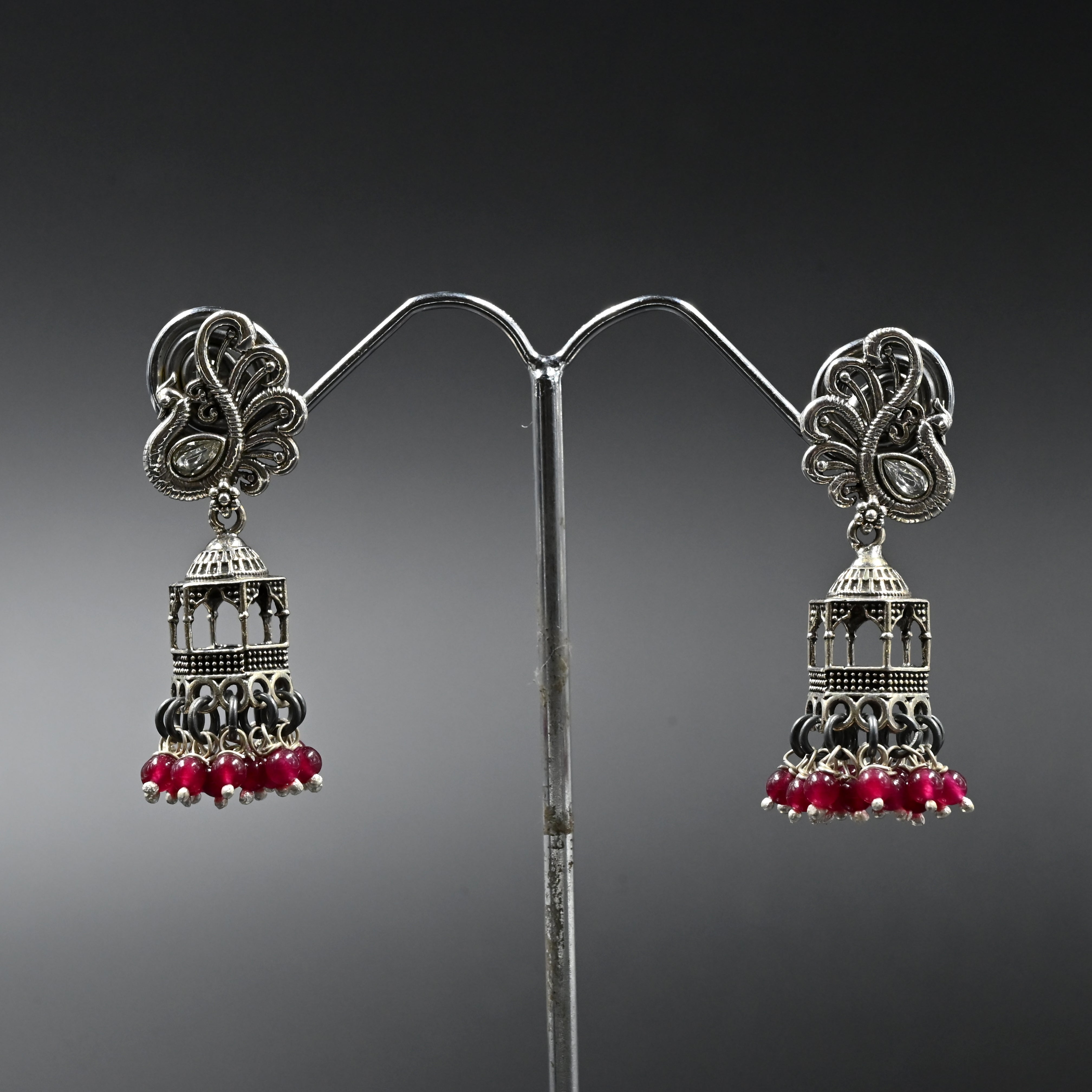 Sheesh Mahal jhumkas in 925 silver