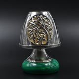 Silver aura dome jyote stand for pooja