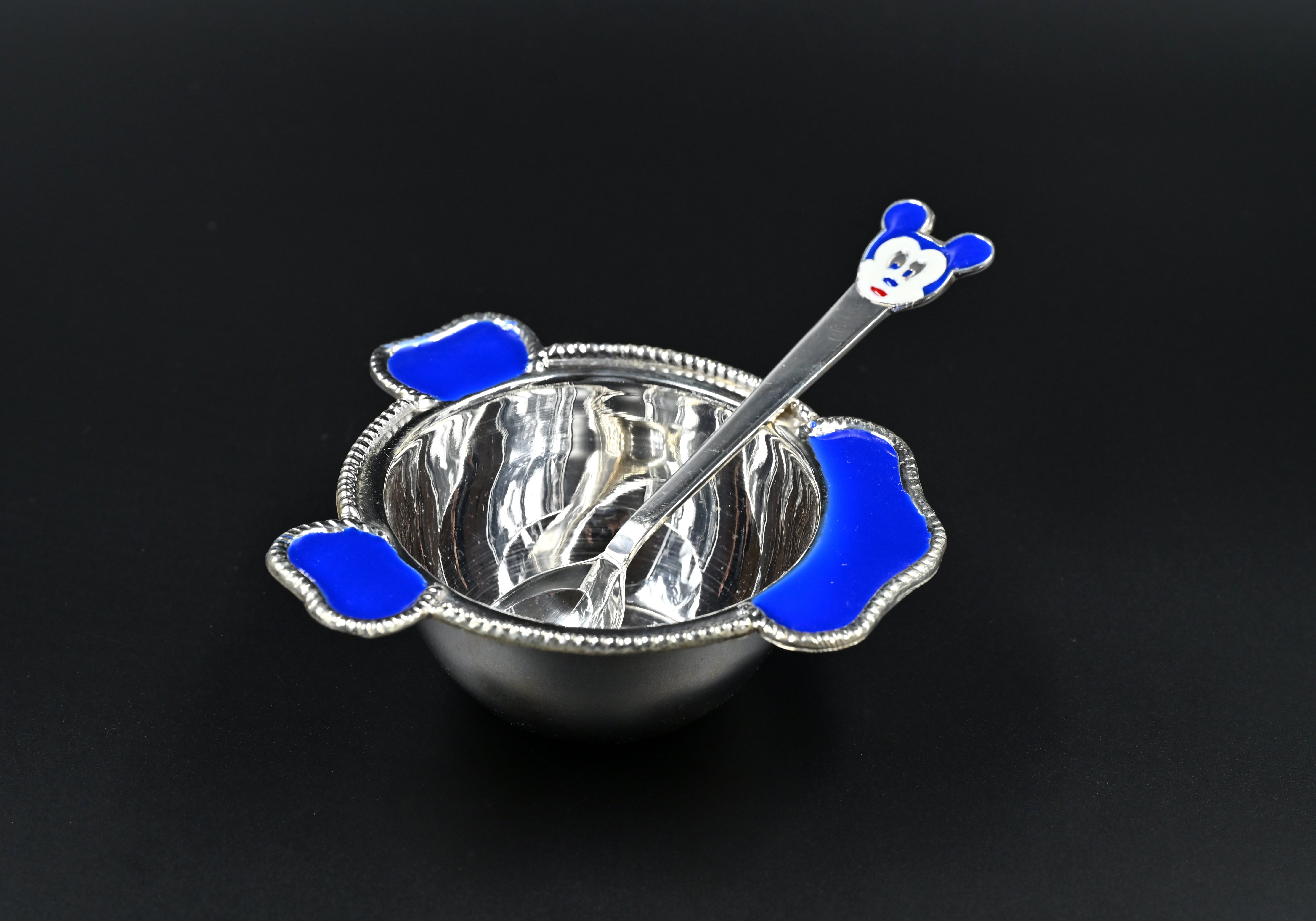 Silver baby bowl and spoon set