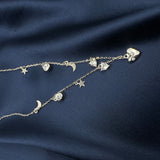 Silver frosted charms necklace