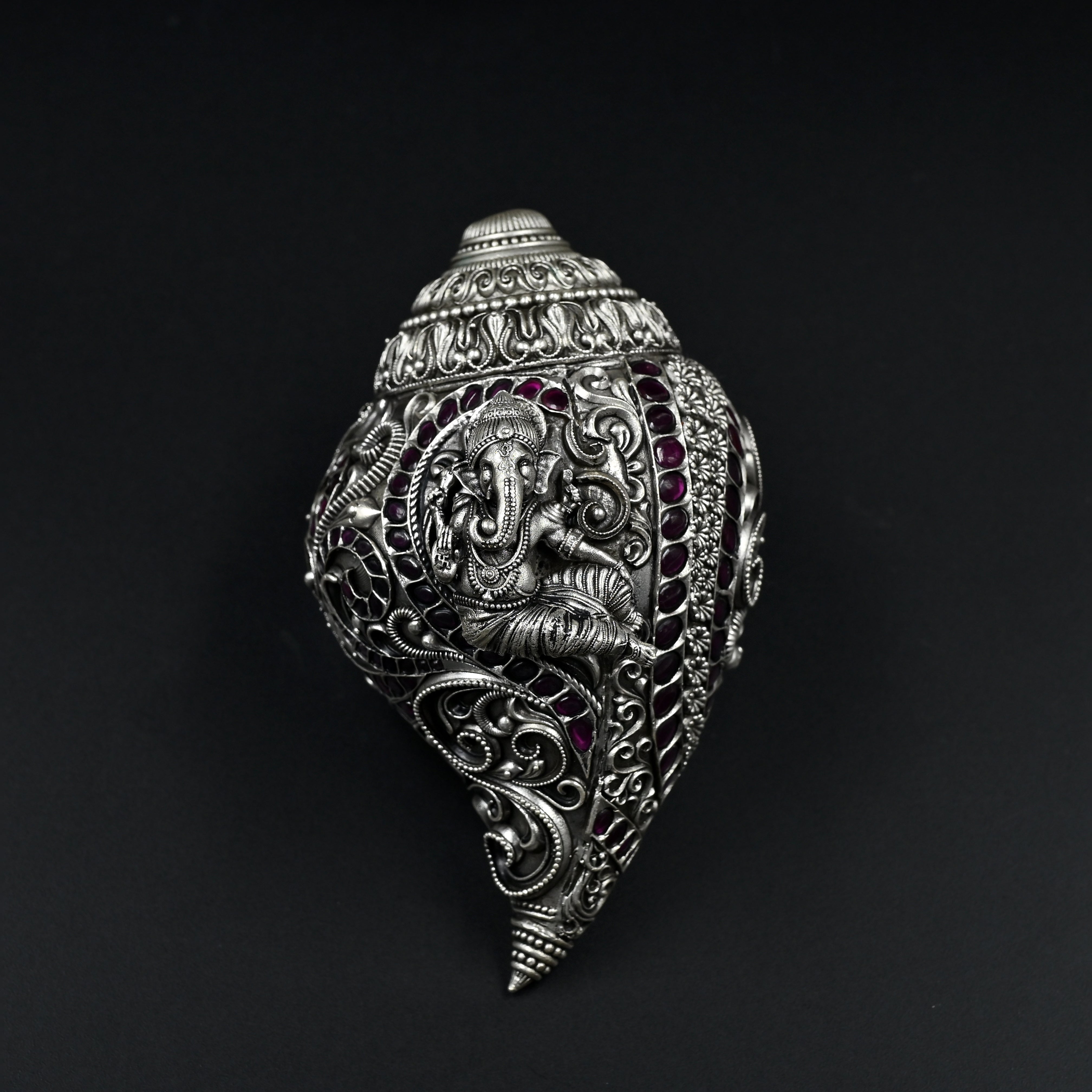 Silver Ganesha shankh idol