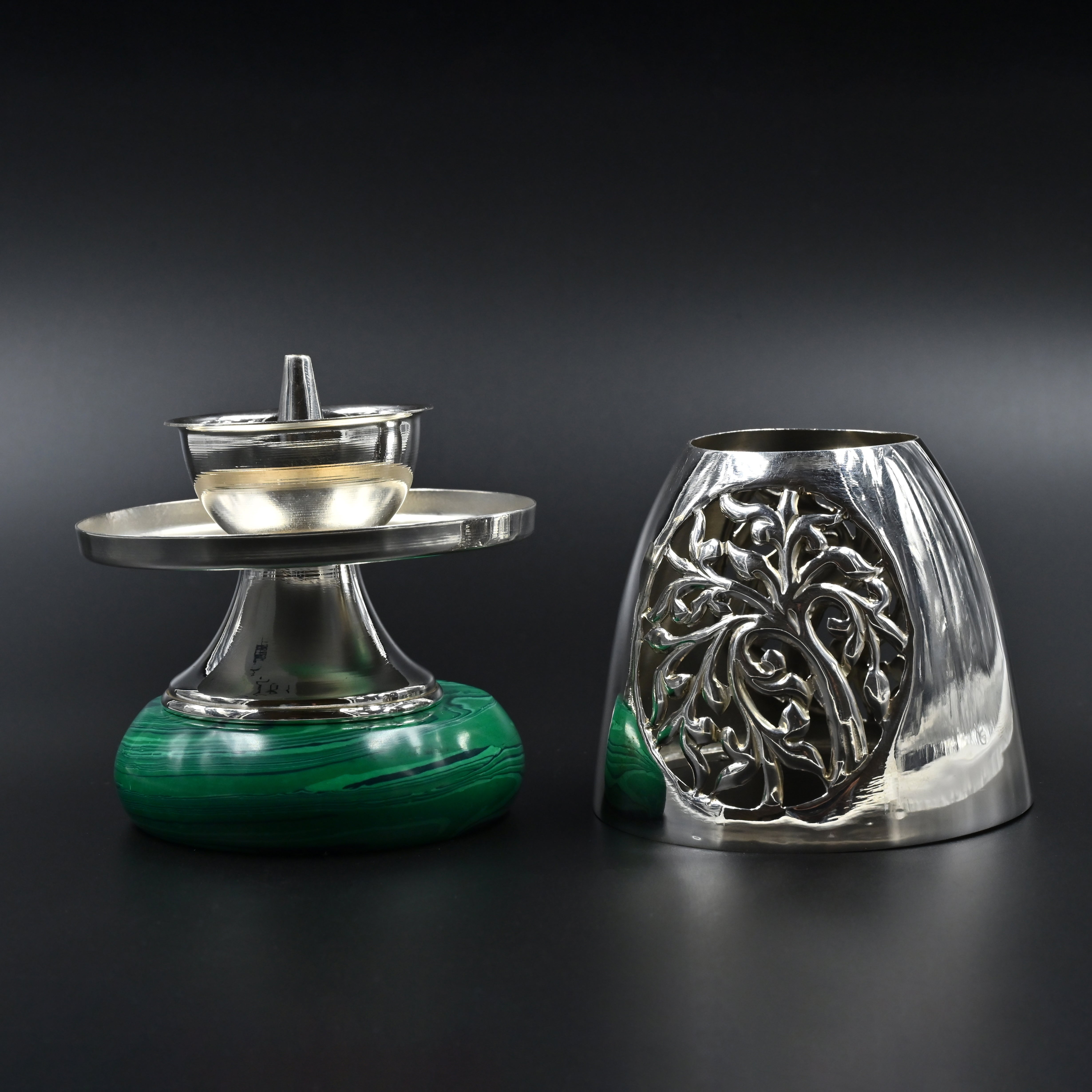 Silver jyote stand dome for home temple