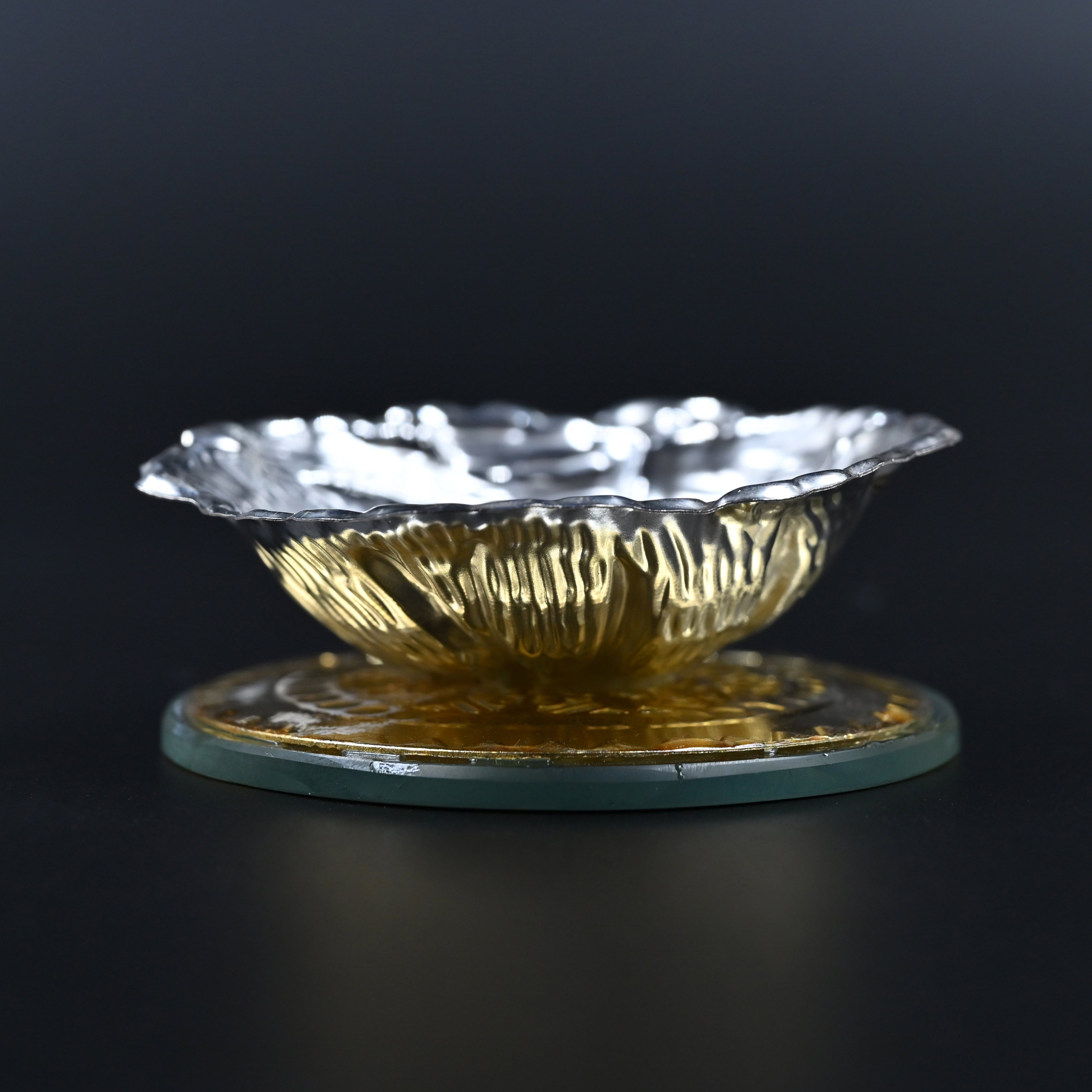 Silver leaf shaped diya for home temple