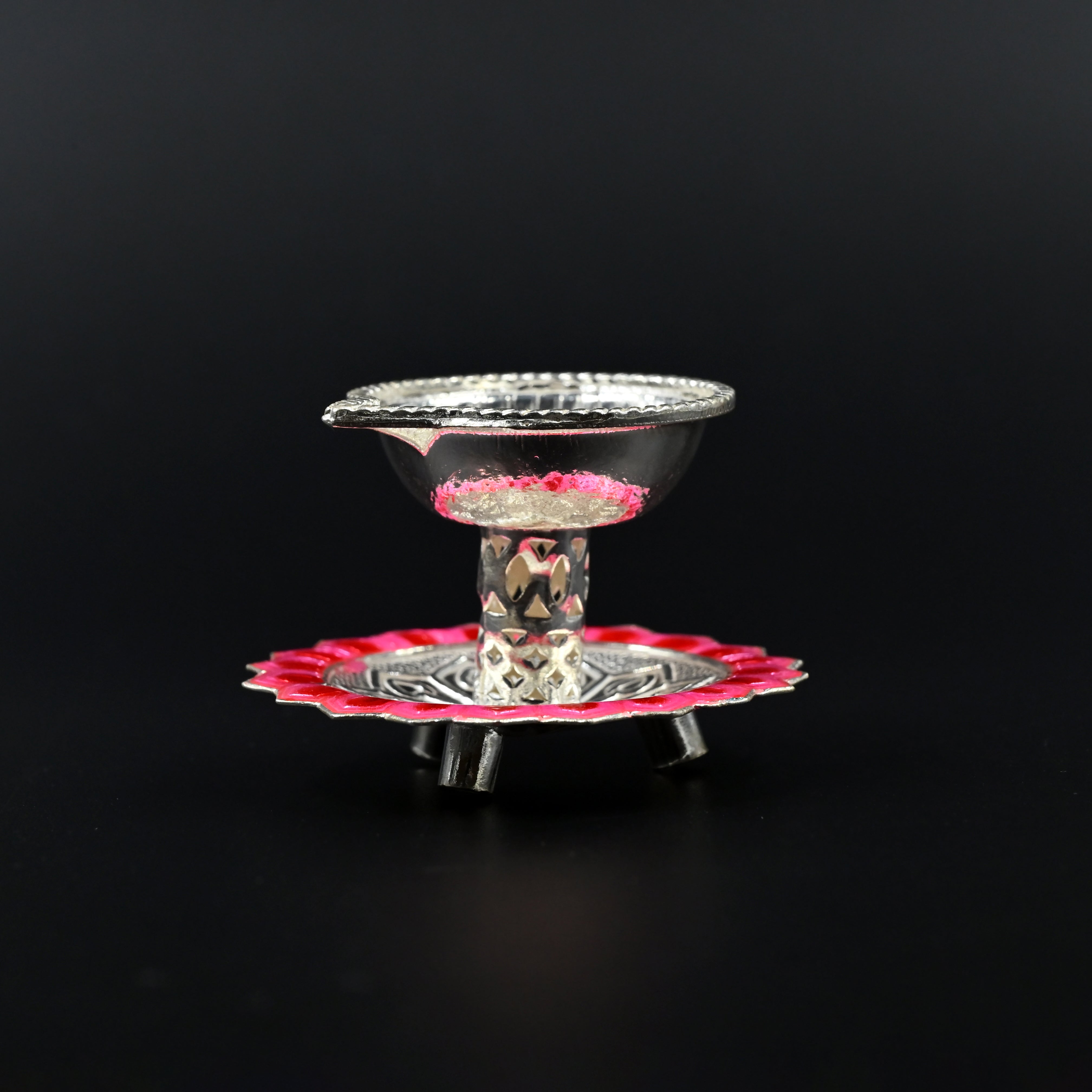 Silver meena diya for home temple