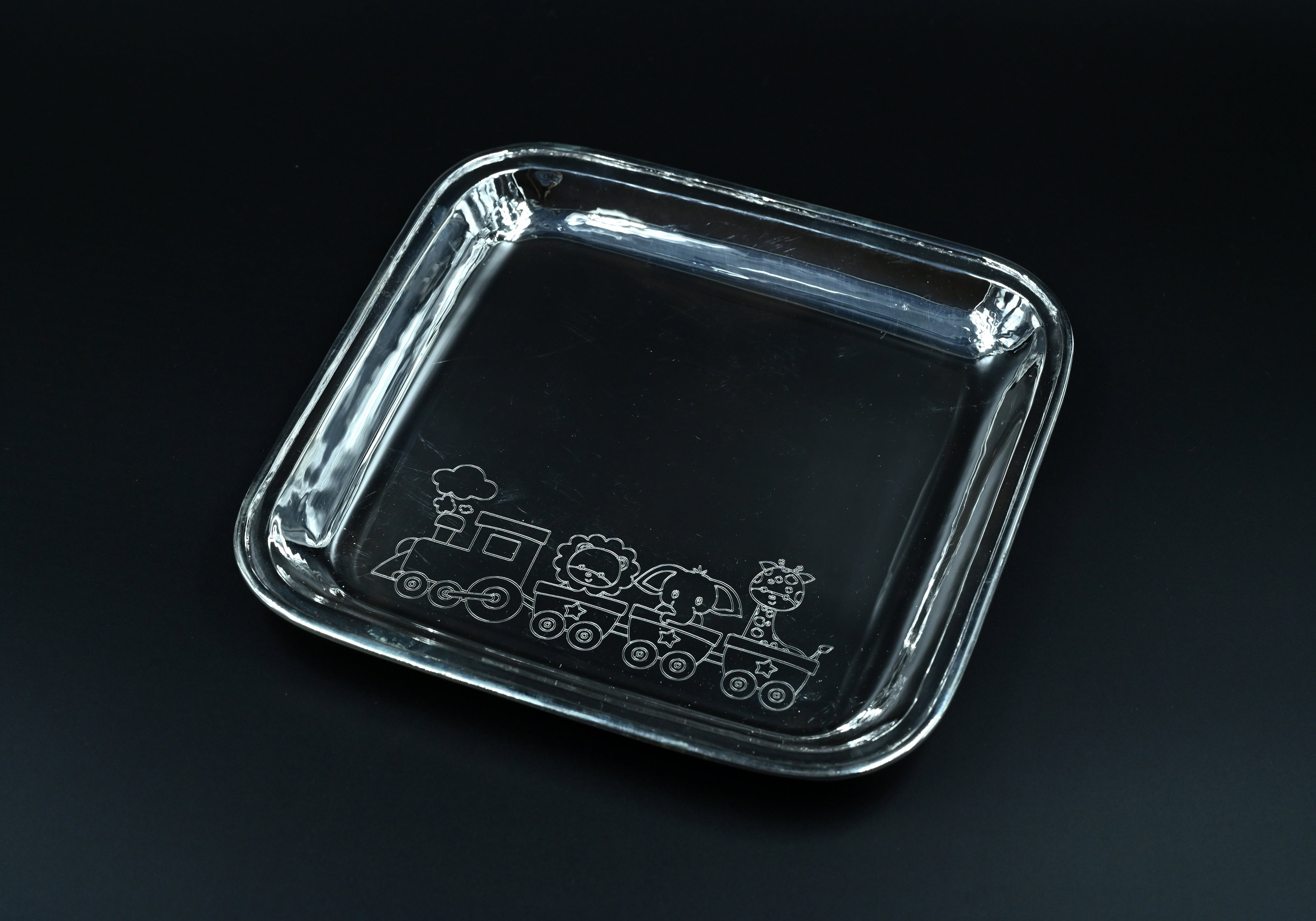 Silver train baby feeding set