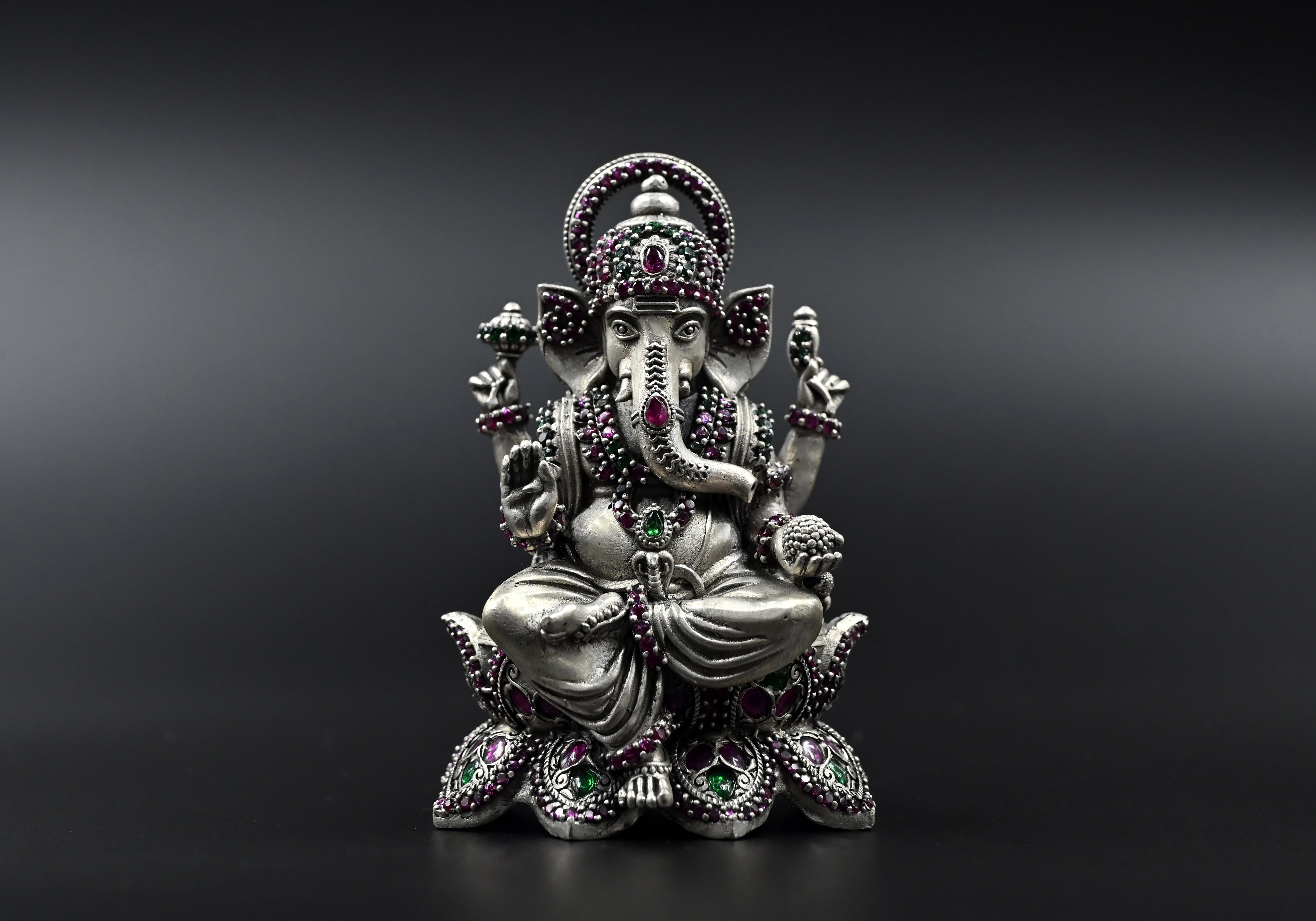Silver Ganesh Laxmi Saraswati trio idols