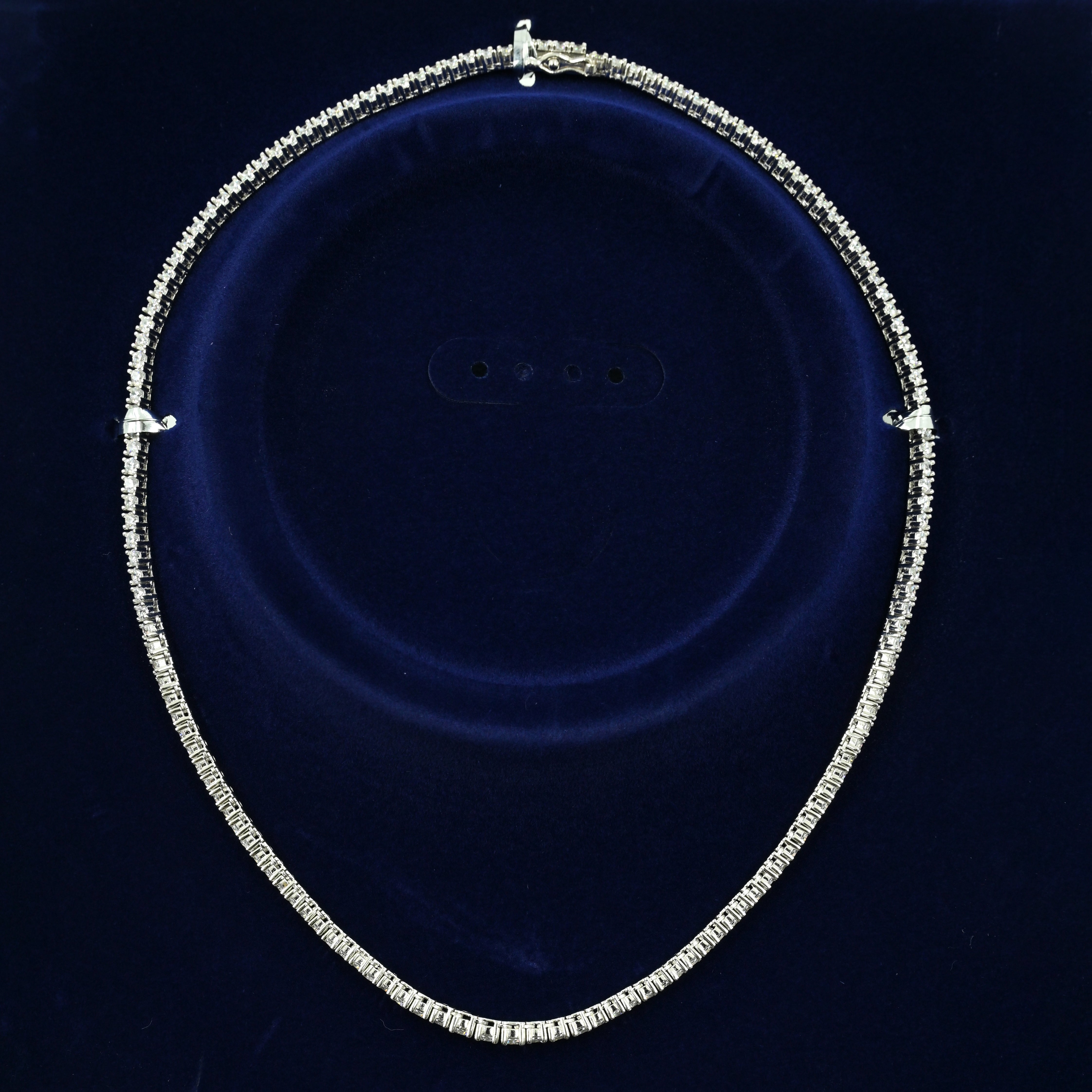 Sleek silver tennis necklace for women