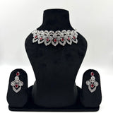Stylish red gem necklace by House of Janya