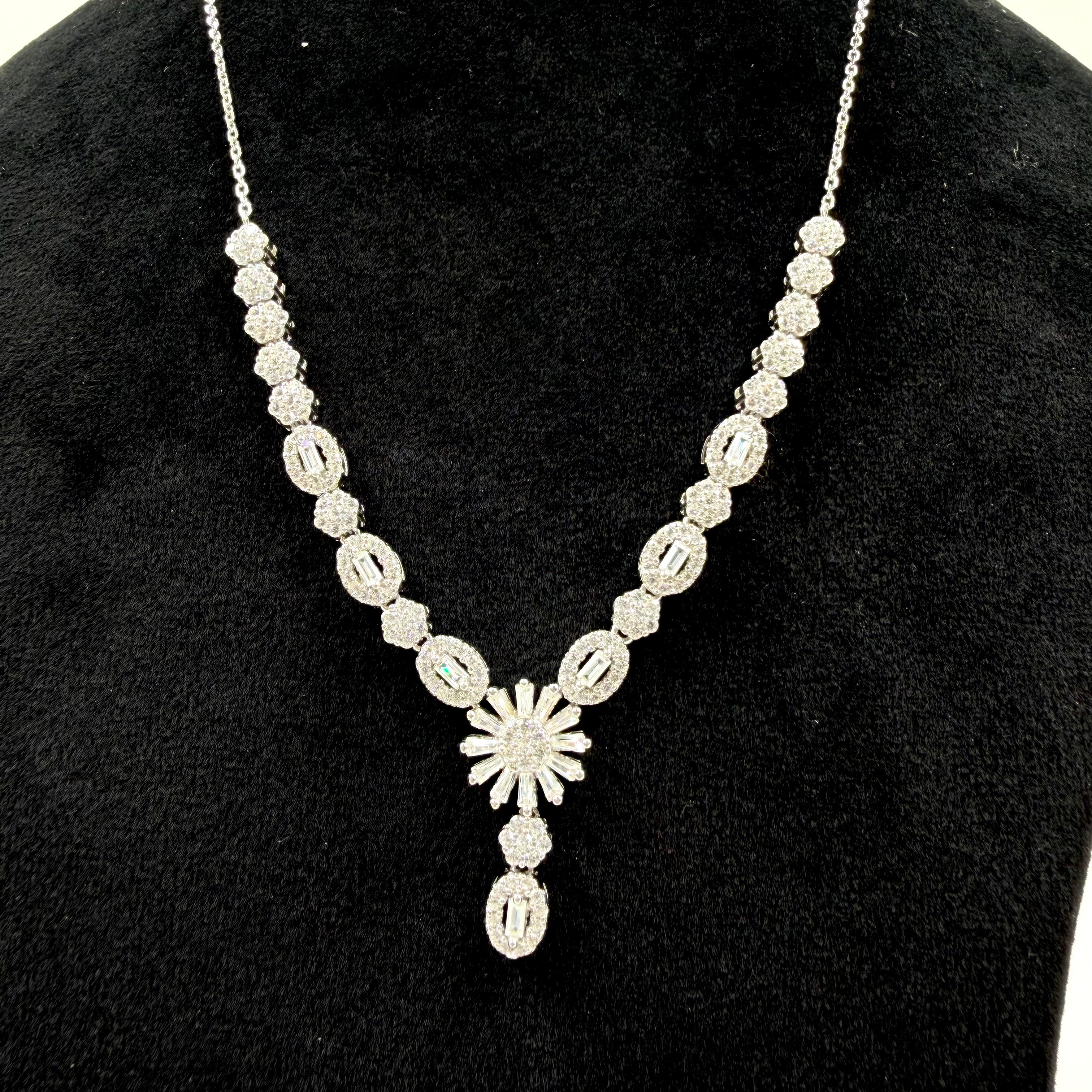 Subtle white stone long chain necklace