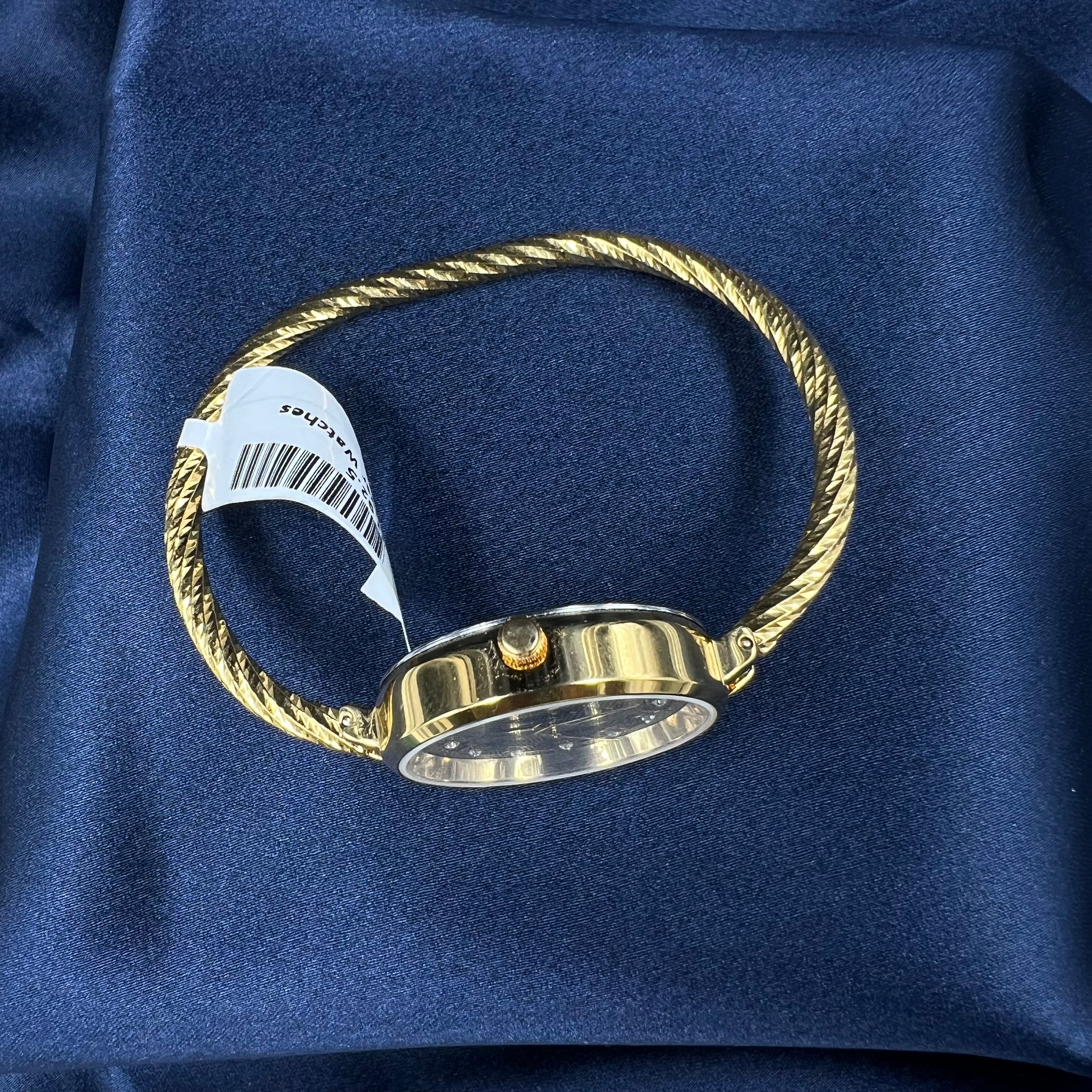 traditional silver kada watch with gold polish