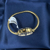 traditional silver kada watch with gold polish