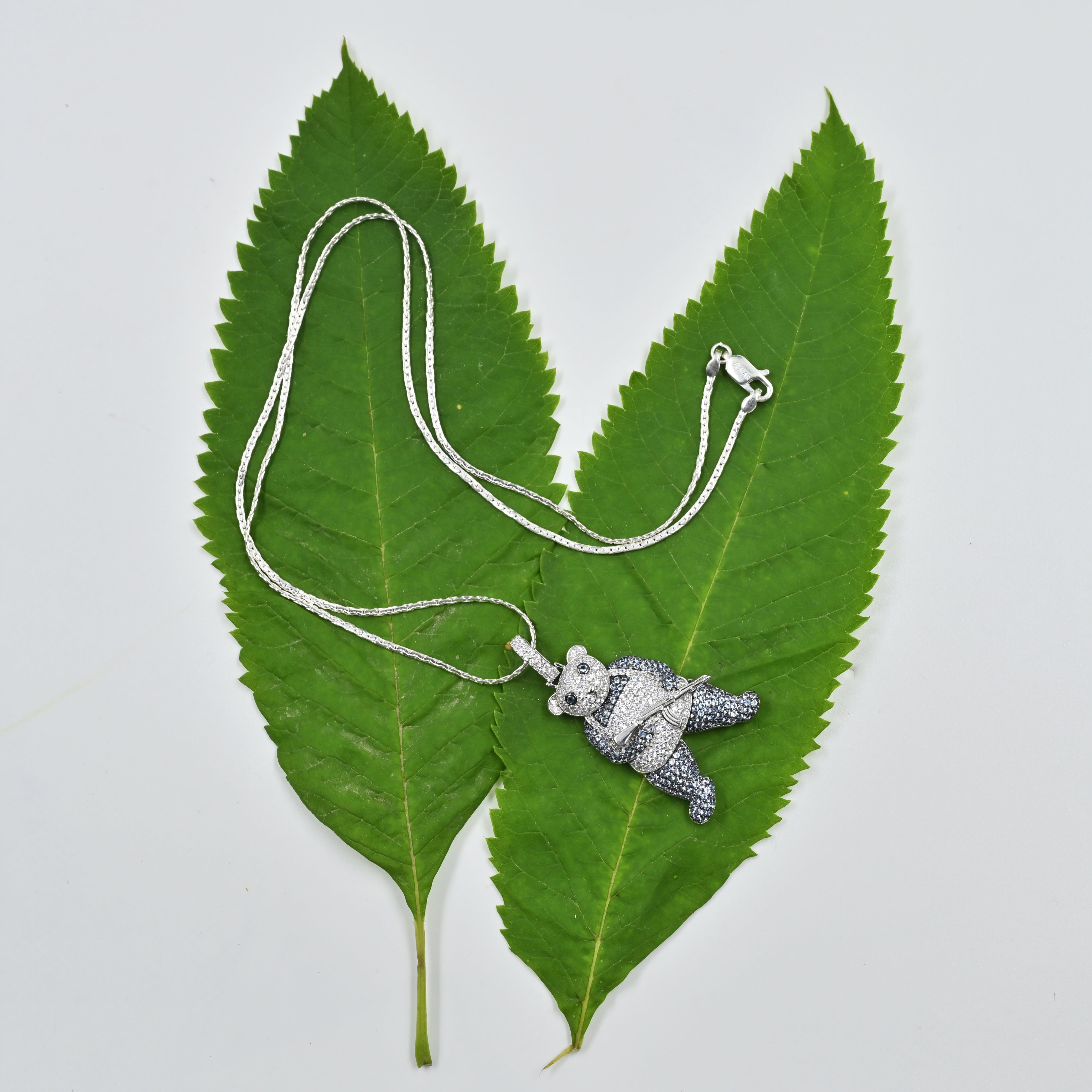 Unique 925 silver teddy pendant design