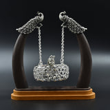 Vrindavan silver jhoola with wooden stand