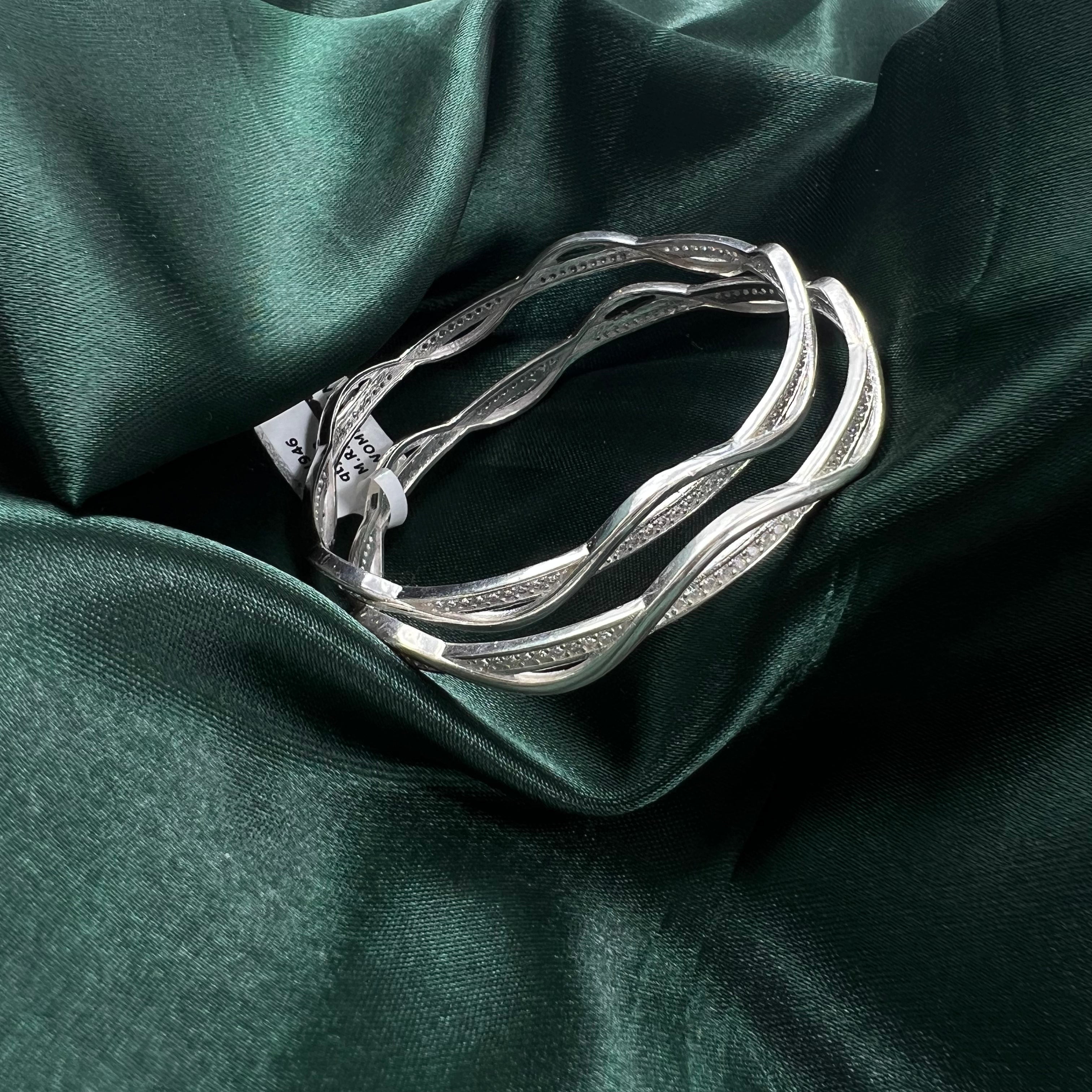 wave design silver bangles
