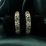women gold polish silver bangles
