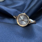 women silver kada watch rose gold finish